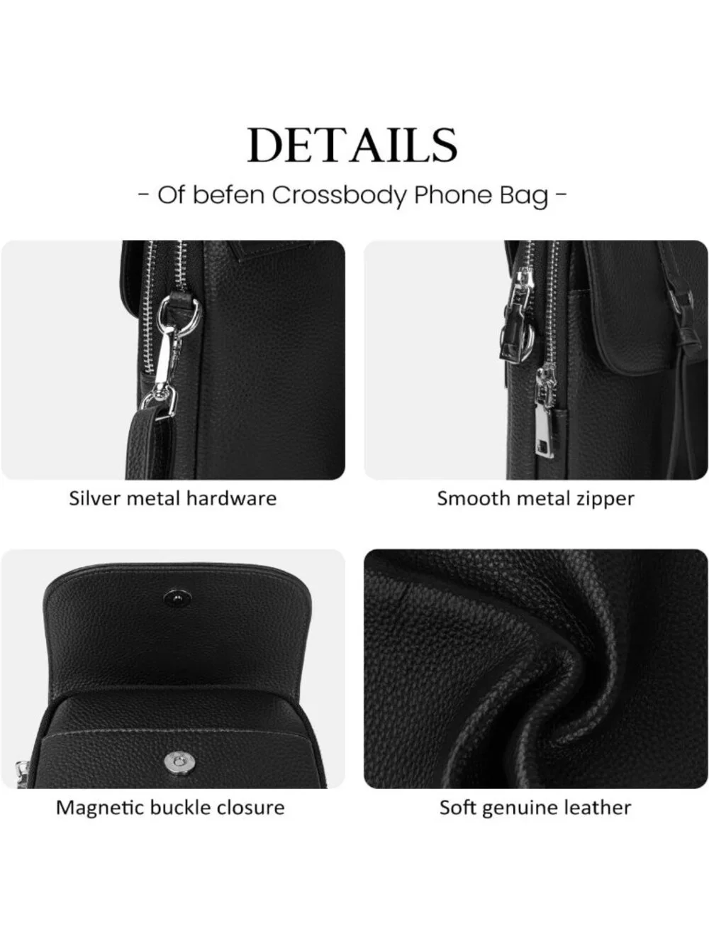 Genuine Leather Small Crossbody Bag for Women | RFID Blocking, Multi Pocket